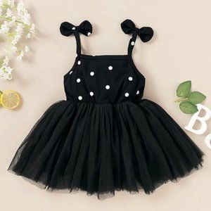 Polka Dot Pattern & Mesh Fabric Dress